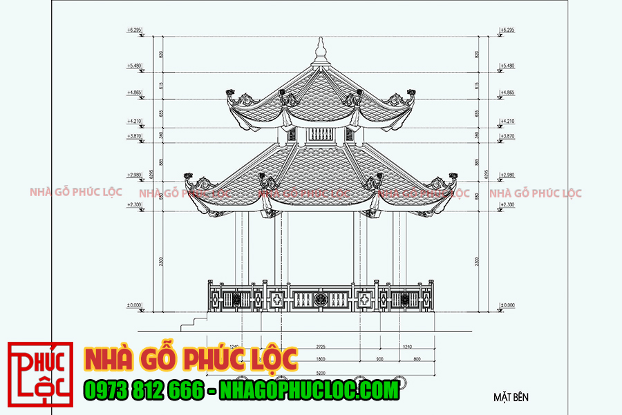 Hình ảnh bản vẽ chòi lục giác chồng diêm