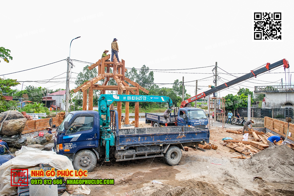 Phần khung chòi sau khi đã được hoàn thiện